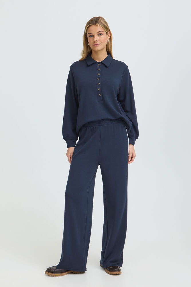 20618033 WIDE LEG PULL UP TROUSERS WITH SIDE STRIPE Navy/Cream
