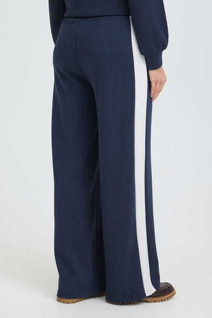 20618033 WIDE LEG PULL UP TROUSERS WITH SIDE STRIPE Navy/Cream