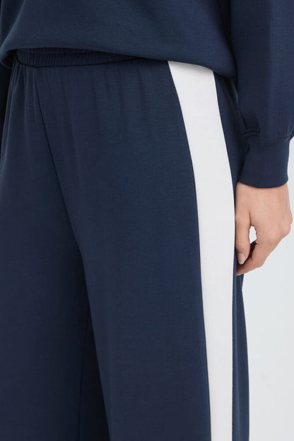 20618033 WIDE LEG PULL UP TROUSERS WITH SIDE STRIPE Navy/Cream