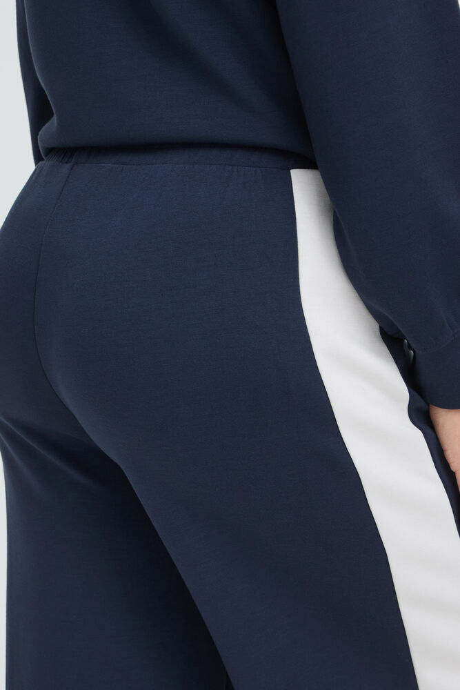 20618033 WIDE LEG PULL UP TROUSERS WITH SIDE STRIPE Navy/Cream