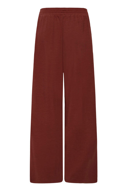 20618033 WIDE LEG PULL UP TROUSERS WITH SIDE STRIPE Wine/Cream