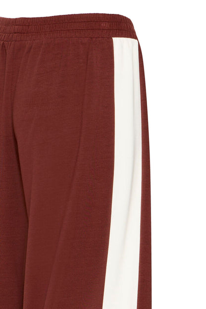 20618033 WIDE LEG PULL UP TROUSERS WITH SIDE STRIPE Wine/Cream