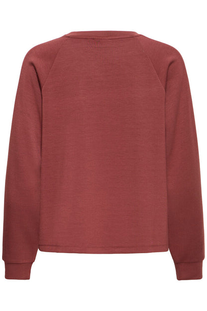 20618035 SUPER SOFT SCUBA FABRIC SWEAT CREW NECK JUMPER STRIPE SLEEVE Wine-Red