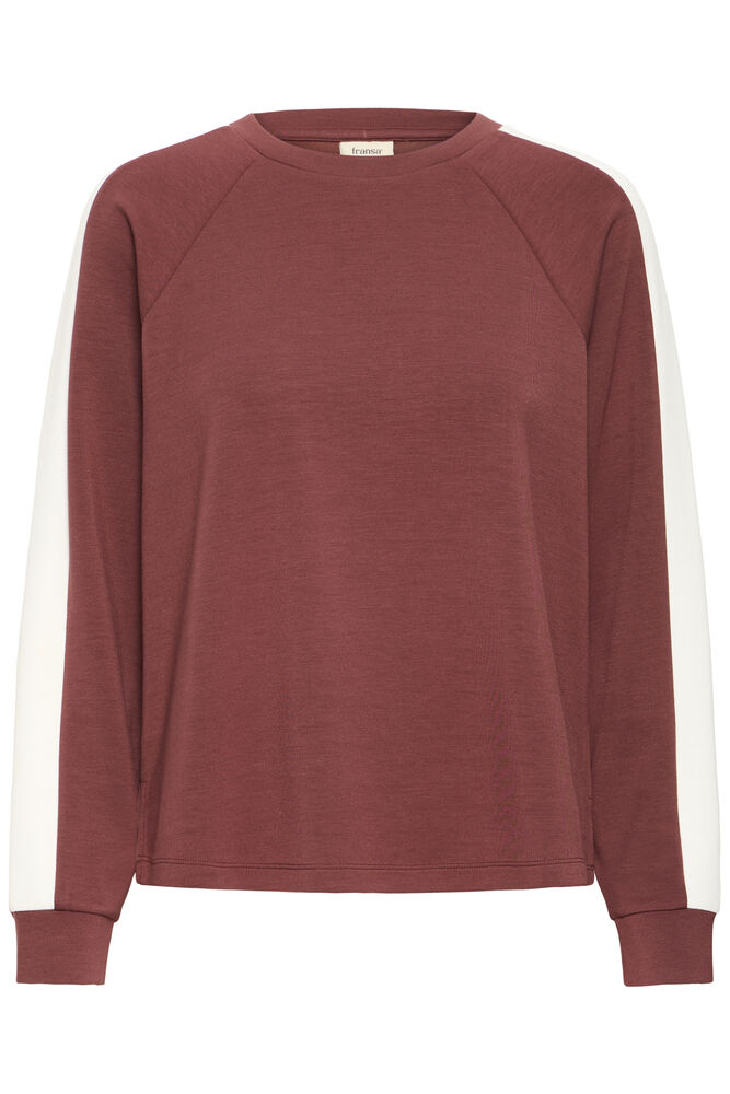 20618035 SUPER SOFT SCUBA FABRIC SWEAT CREW NECK JUMPER STRIPE SLEEVE Wine-Red