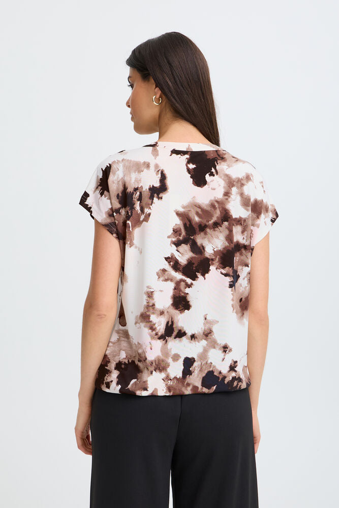 20618048 sh/sl elastic waist v neck print tee Pink/Plum