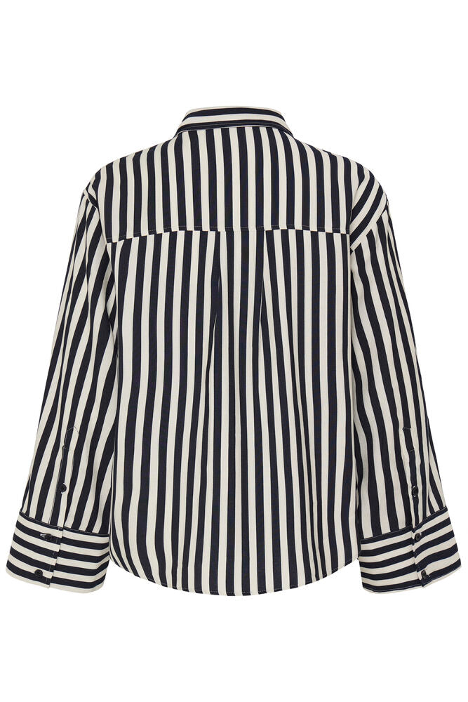 20618050 OVERSIZED STRIPED L/SL BLOUSE Navy/Cream