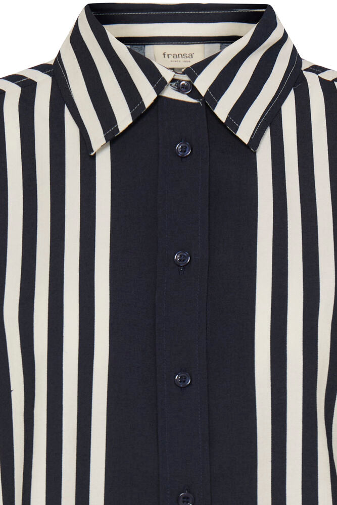 20618050 OVERSIZED STRIPED L/SL BLOUSE Navy/Cream