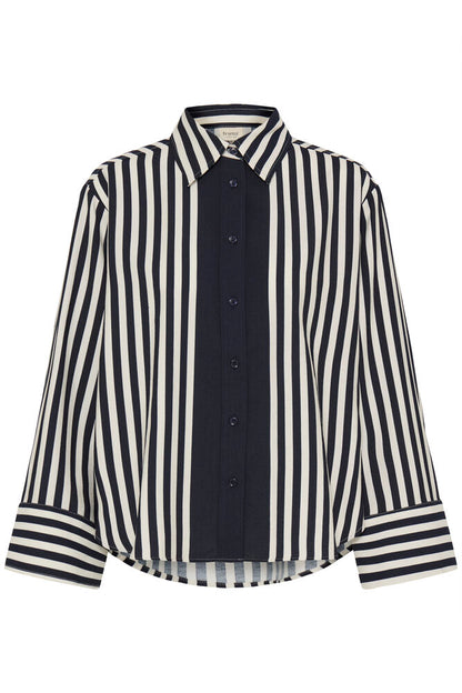 20618050 OVERSIZED STRIPED L/SL BLOUSE Navy/Cream
