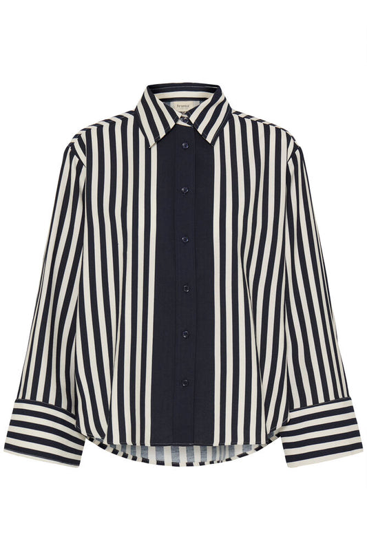 20618050 OVERSIZED STRIPED L/SL BLOUSE Navy/Cream