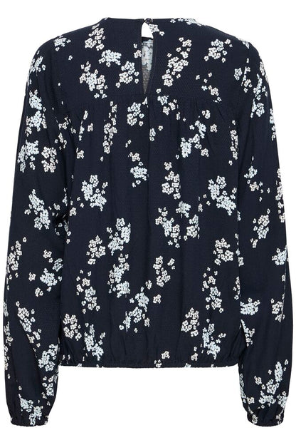 20618057 o neck elastic waist floral tops Pink