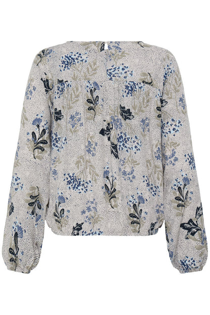 20618057 o neck elastic waist floral tops Blue