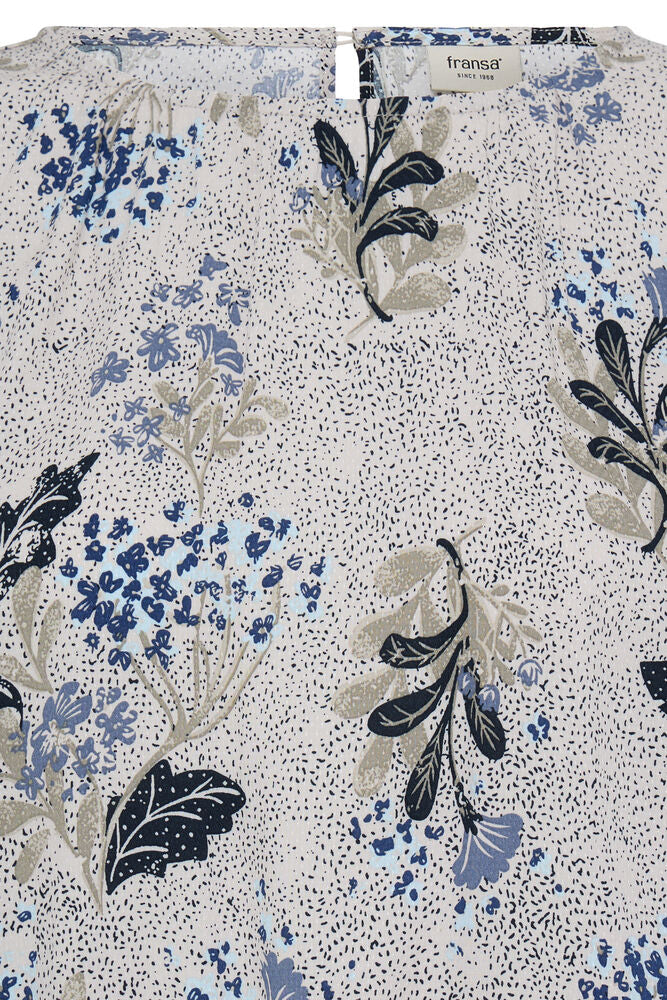 20618057 o neck elastic waist floral tops Blue