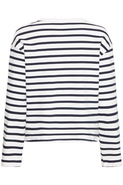 20618088 SOFT TOUCH O-NECK STRIPE SWEATSHIRT Brown/White