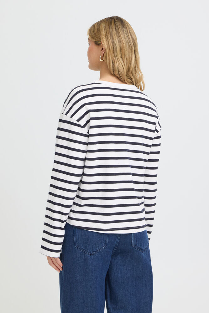 20618088 SOFT TOUCH O-NECK STRIPE SWEATSHIRT Brown/White