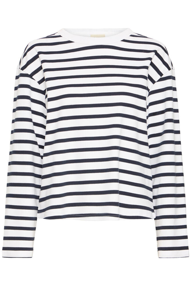 20618088 SOFT TOUCH O-NECK STRIPE SWEATSHIRT Brown/White