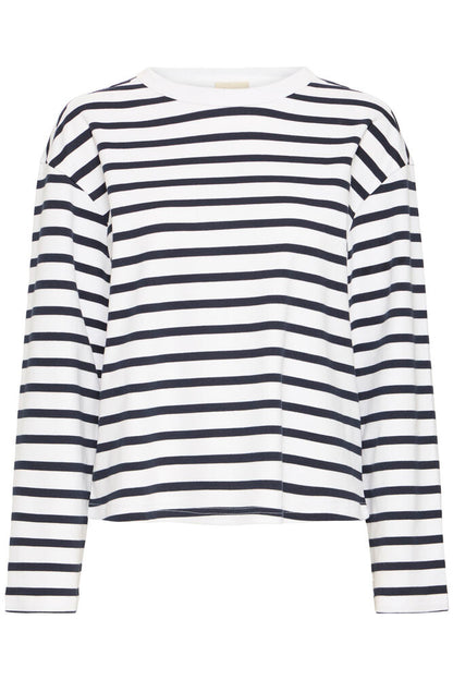 20618088 SOFT TOUCH O-NECK STRIPE SWEATSHIRT Brown/White