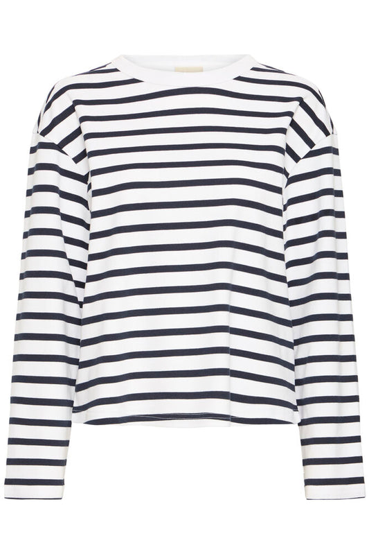 20618088 SOFT TOUCH O-NECK STRIPE SWEATSHIRT Brown/White