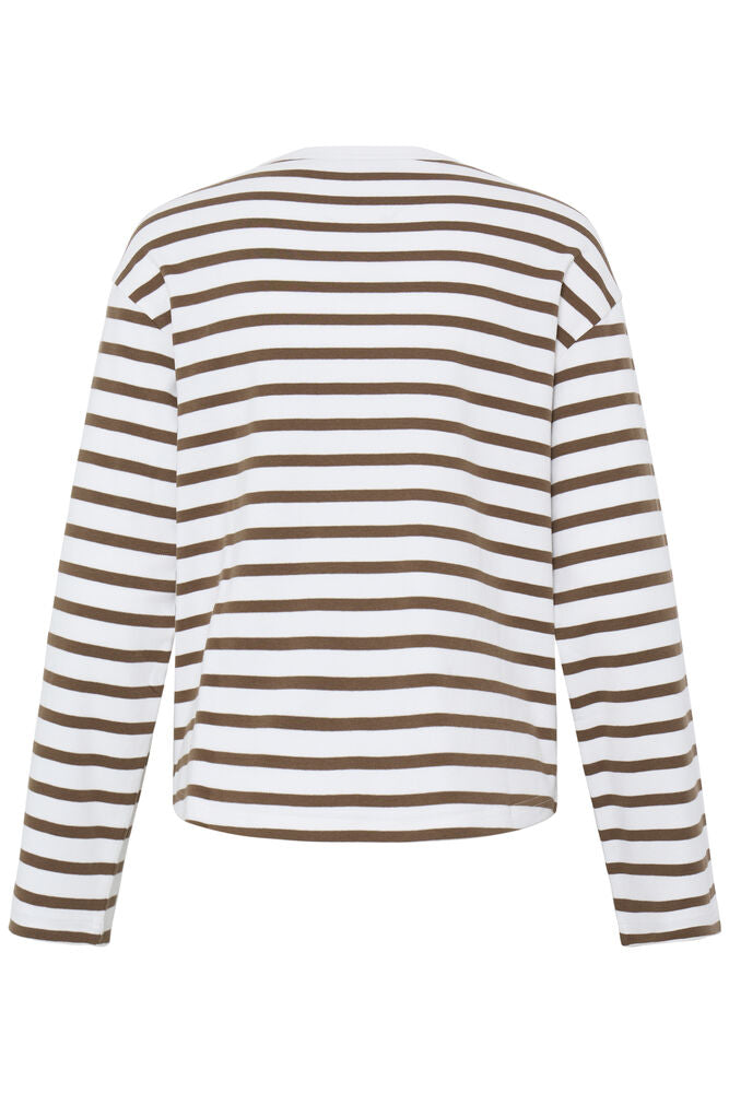 20618088 SOFT TOUCH O-NECK STRIPE SWEATSHIRT White/Navy