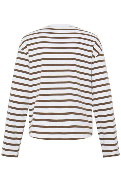 20618088 SOFT TOUCH O-NECK STRIPE SWEATSHIRT White/Navy