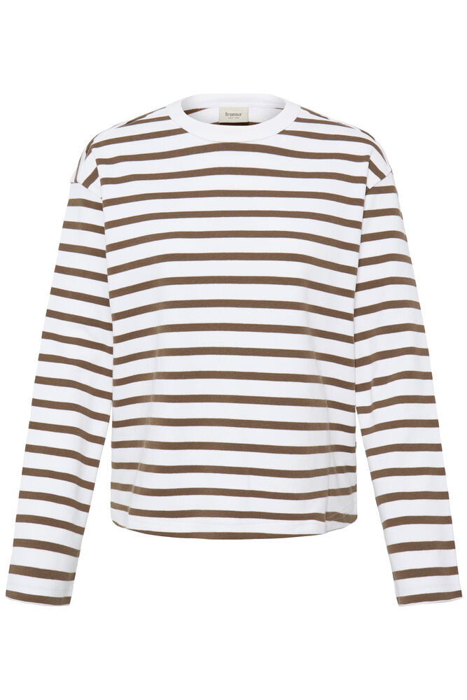 20618088 SOFT TOUCH O-NECK STRIPE SWEATSHIRT White/Navy
