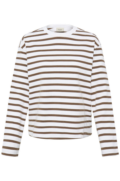 20618088 SOFT TOUCH O-NECK STRIPE SWEATSHIRT White/Navy