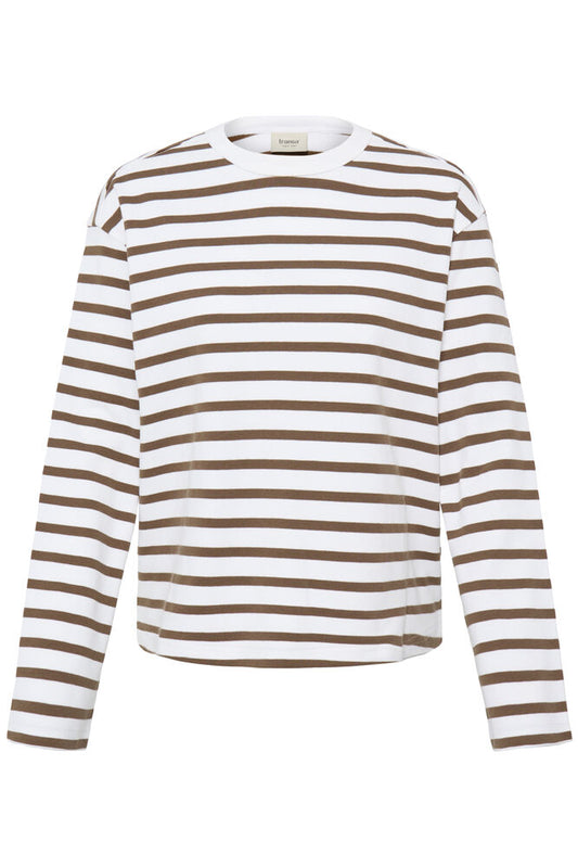 20618088 SOFT TOUCH O-NECK STRIPE SWEATSHIRT White/Navy