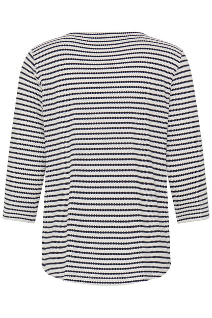 20618093 hex/stripe soft feel l/sl top Black/Cream