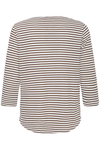 20618093 hex/stripe soft feel l/sl top Wine/Cream