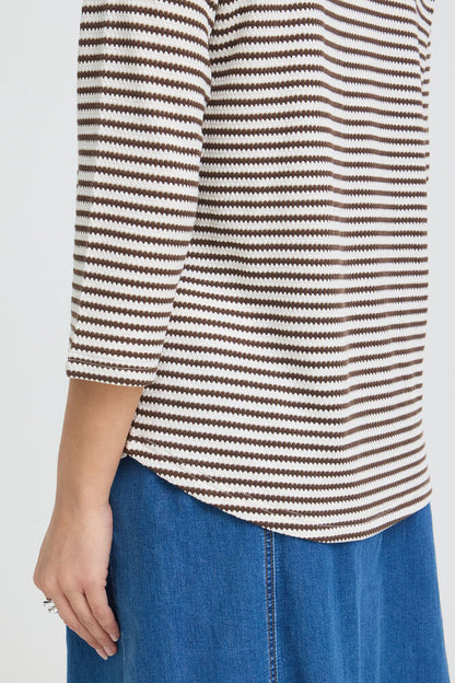 20618093 hex/stripe soft feel l/sl top Wine/Cream