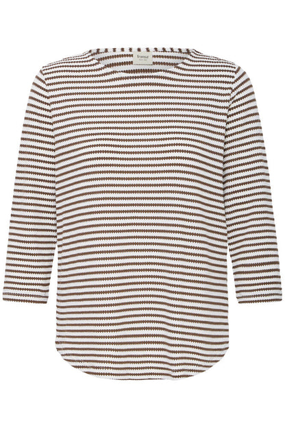 20618093 hex/stripe soft feel l/sl top Wine/Cream