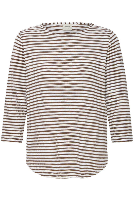 20618093 hex/stripe soft feel l/sl top Cream/Brown