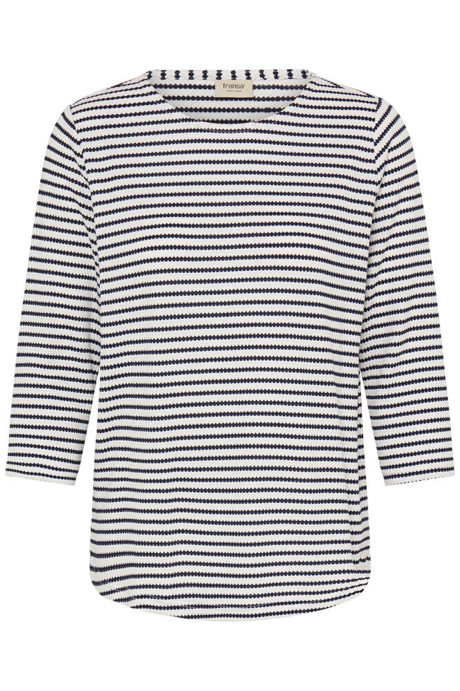 20618093 hex/stripe soft feel l/sl top Black/Cream
