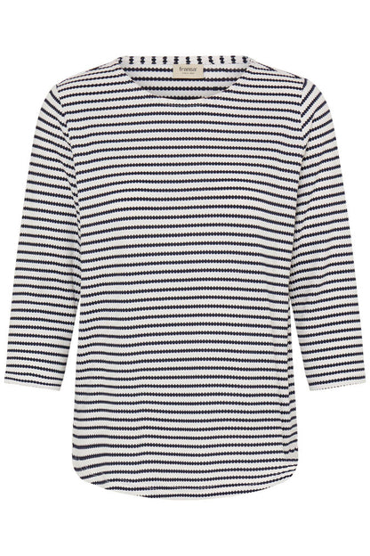 20618093 hex/stripe soft feel l/sl top Black/Cream