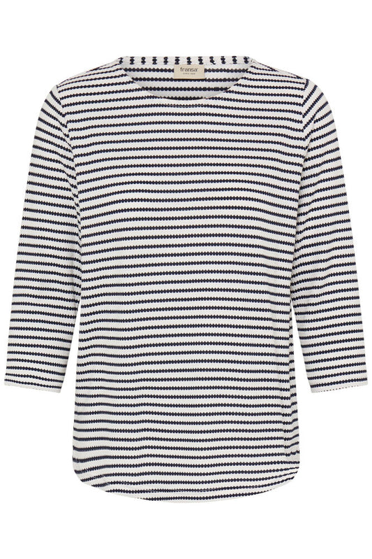20618093 hex/stripe soft feel l/sl top Black/Cream