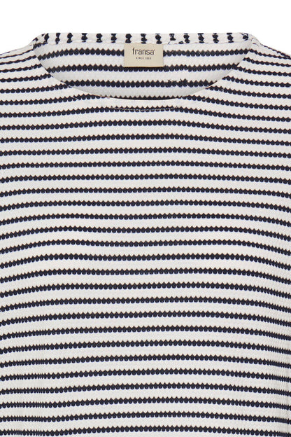 20618093 hex/stripe soft feel l/sl top Black/Cream