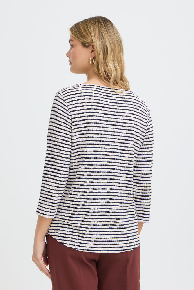 20618093 hex/stripe soft feel l/sl top Black/Cream