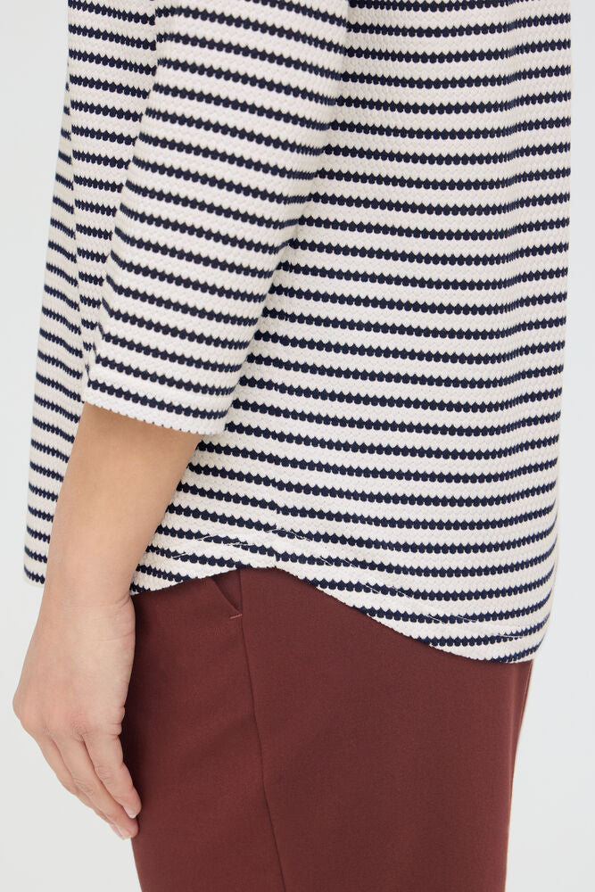 20618093 hex/stripe soft feel l/sl top Black/Cream