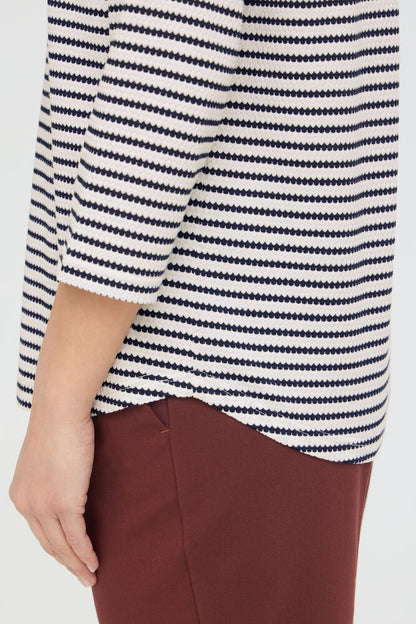 20618093 hex/stripe soft feel l/sl top Black/Cream