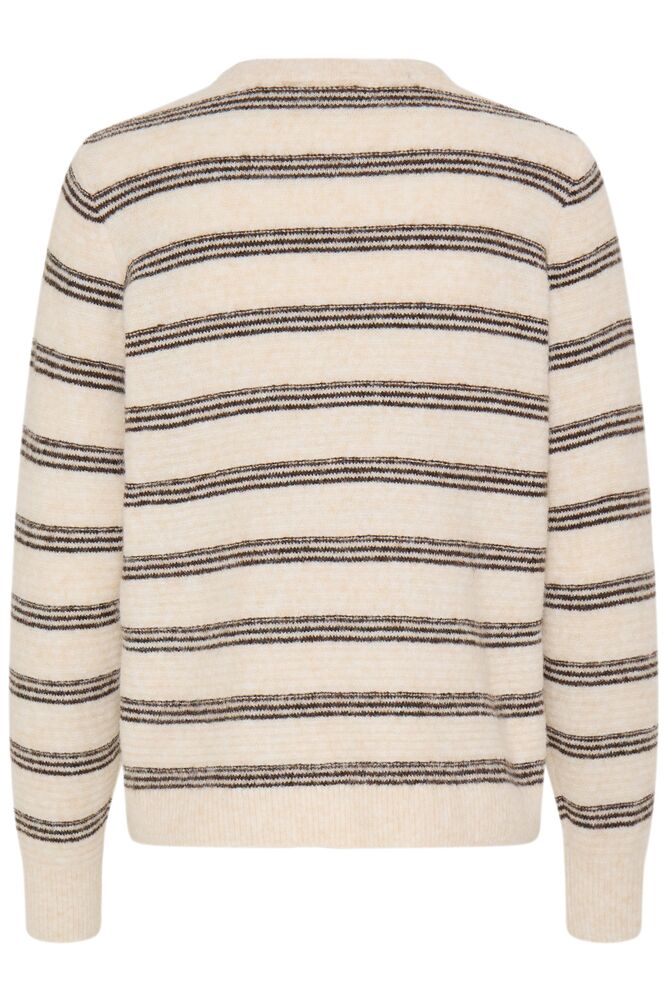 20618101 WOOL MIX DOUBLE THIN STRIPE O-NECK JUMPER Beige