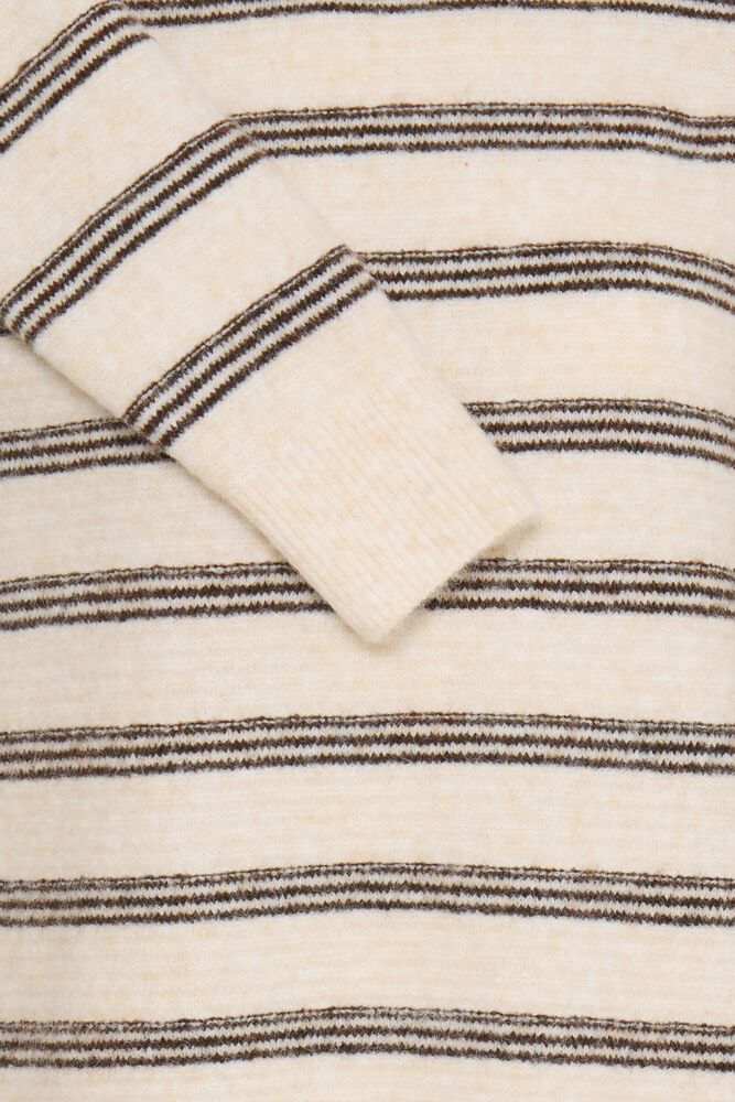 20618101 WOOL MIX DOUBLE THIN STRIPE O-NECK JUMPER Beige