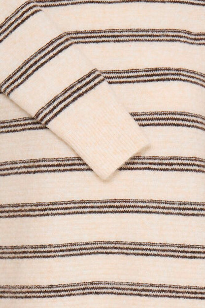 20618101 WOOL MIX DOUBLE THIN STRIPE O-NECK JUMPER Beige