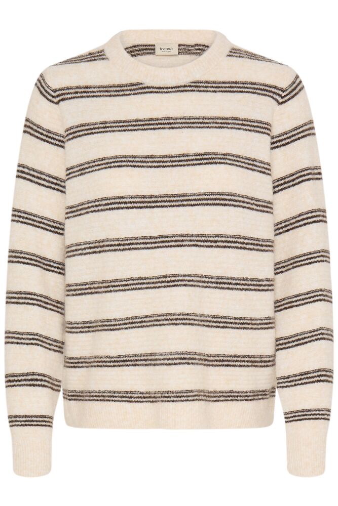 20618101 WOOL MIX DOUBLE THIN STRIPE O-NECK JUMPER Beige