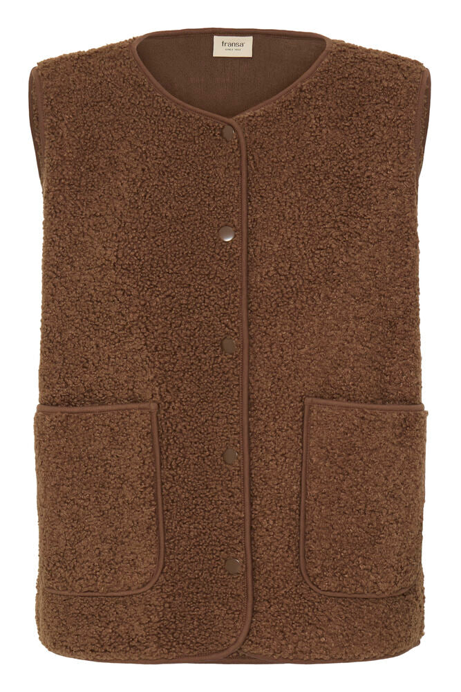 20618104 TEDDY FLEECE BIG POCKET GILET Brown