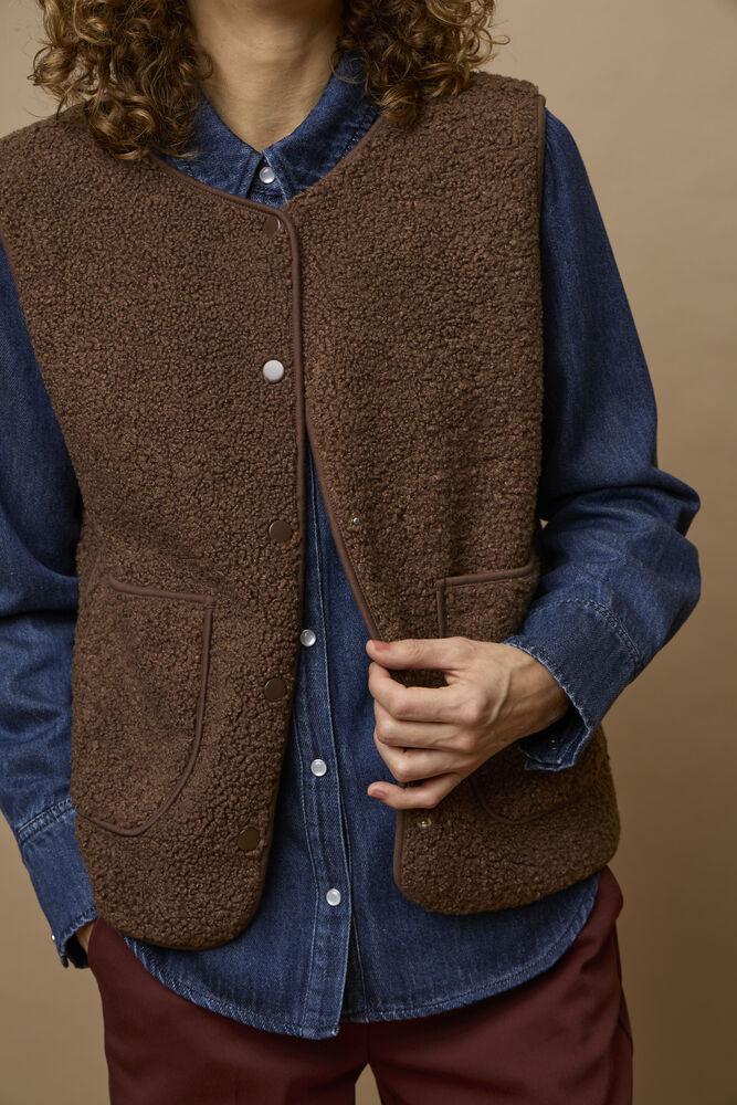 20618104 TEDDY FLEECE BIG POCKET GILET Brown