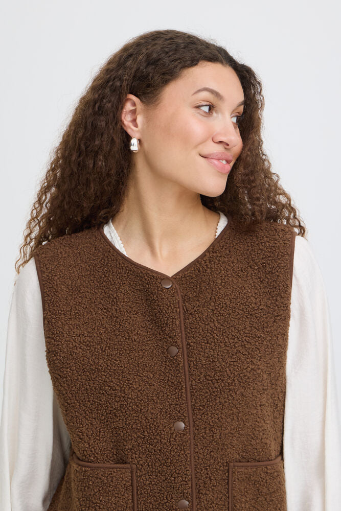 20618104 TEDDY FLEECE BIG POCKET GILET Brown
