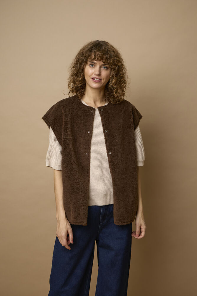 20618104 TEDDY FLEECE BIG POCKET GILET Brown