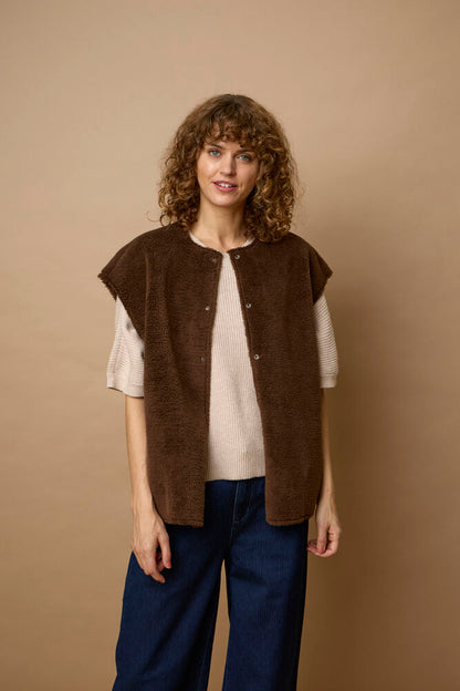 20618104 TEDDY FLEECE BIG POCKET GILET Brown