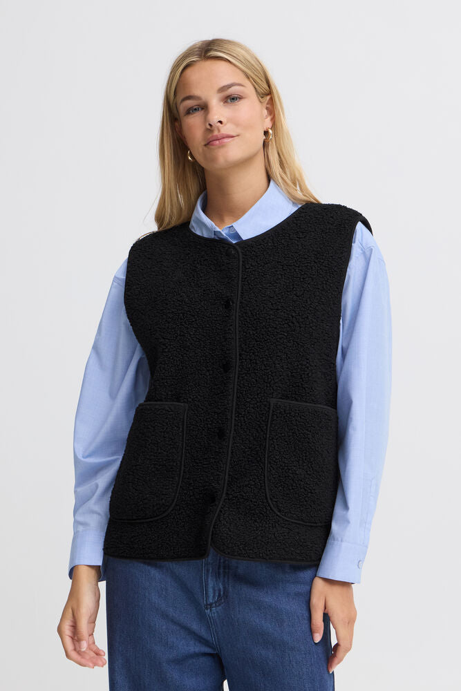20618104 TEDDY FLEECE BIG POCKET GILET Black