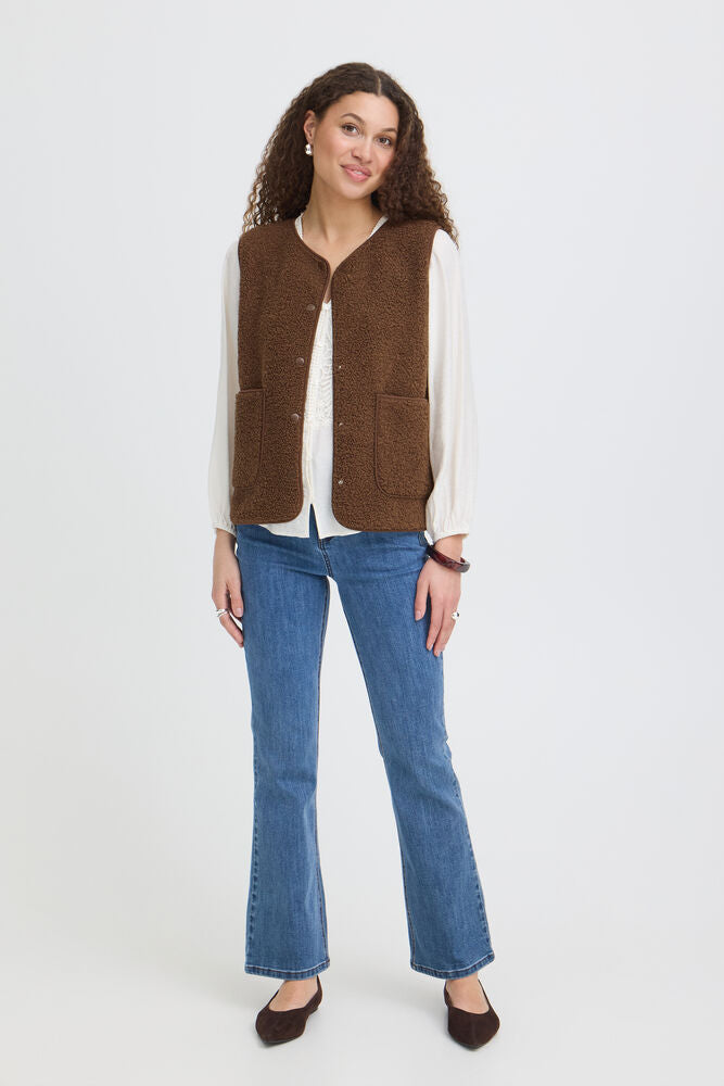 20618104 TEDDY FLEECE BIG POCKET GILET Brown