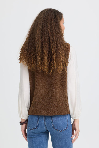 20618104 TEDDY FLEECE BIG POCKET GILET Brown